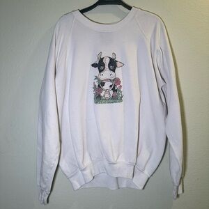 90s Cute Cow Graphic Sweatshirt